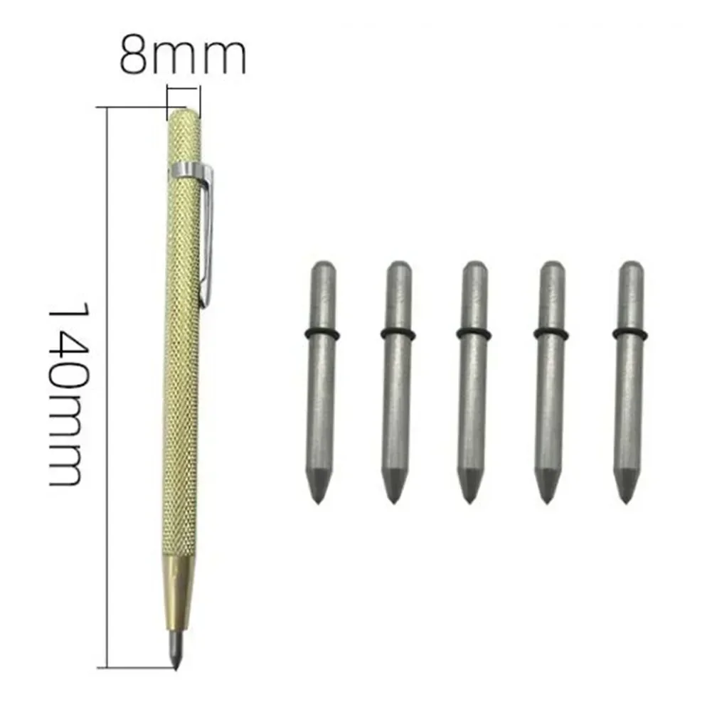 6PCS Glass Cutting Tool Tungsten Carbide Tip Scriber Engraving Pen Marking Tip Metal Plate Glass Marker Lettering Pen