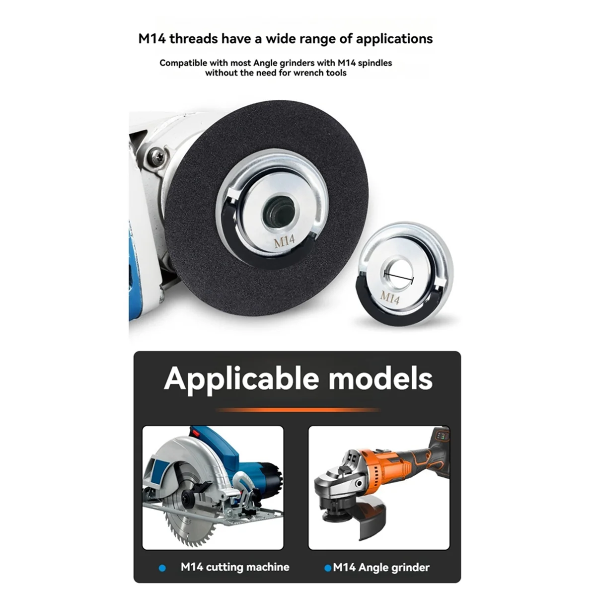 Самоблокирующаяся нажимная пластина SSR M14 для угловой шлифовальной машины, быстросъемная, без инструментов, из углеродистой стали, устойчивая к ржавчине, гаечный ключ не требуется