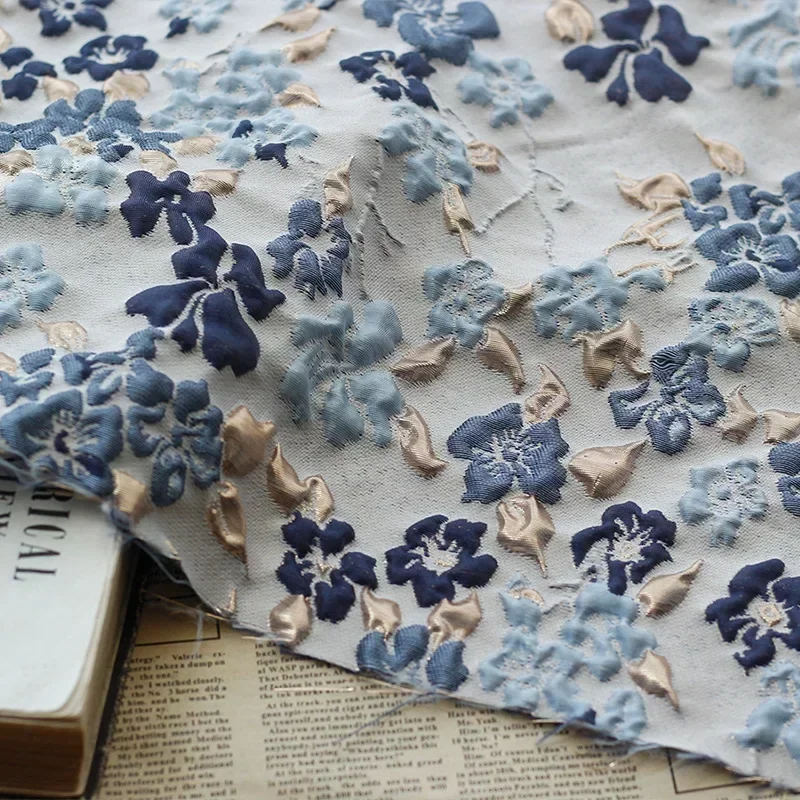 1m 3D Yarn Dyed Jacquard Gold Embossed Bubble Fabric Soft Elegant Tutu Skirt Dress Making Fabric Patchwork Home Decoration