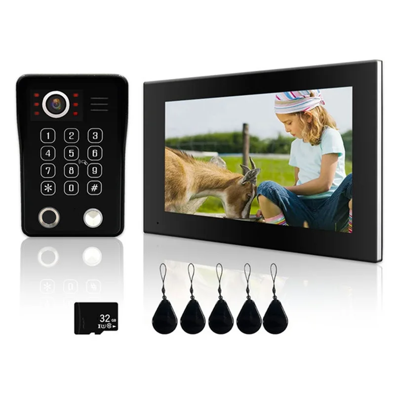 B04B-empreinte digitale 5In1 déverrouiller Wifi sonnette système d'interphone vidéo 1080P moniteur tactile sécurité protéger