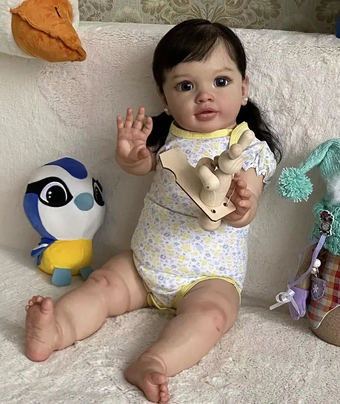 DLS カスタマイズされた限定供給 26 インチリボーンベビードールピッパ手根付き髪すでに完成した人形