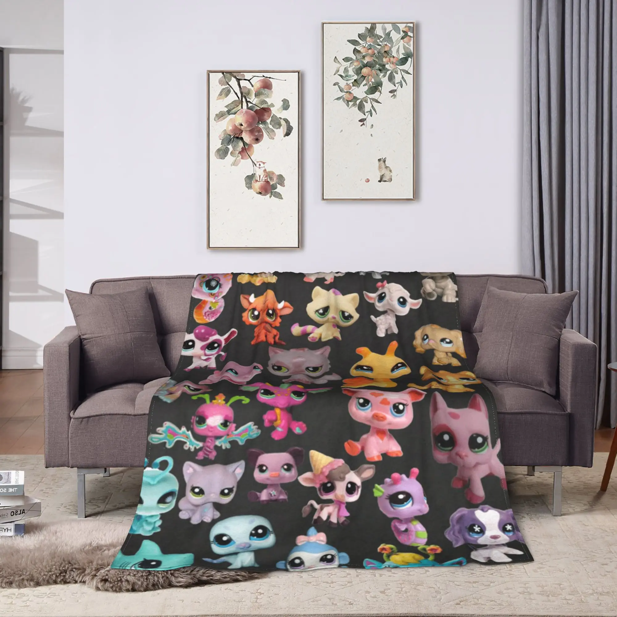 Warm Soft BlanketGirls Boys Travel Littlest Pet Shop Throw Blanket  Flannel Bedspread For Couch Chair Sofa Bed Novelty