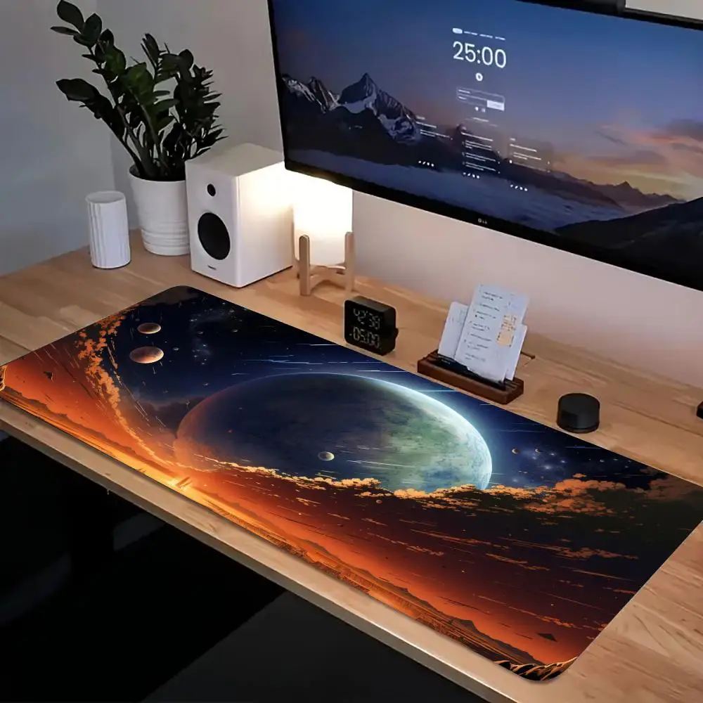 

Sun Planet Moon Mouse Pad XXL Large Gaming Stitched Edges Deskmats HD Non-Slip Rubber Computer Keyboard Mat Laptop Long Mousepad