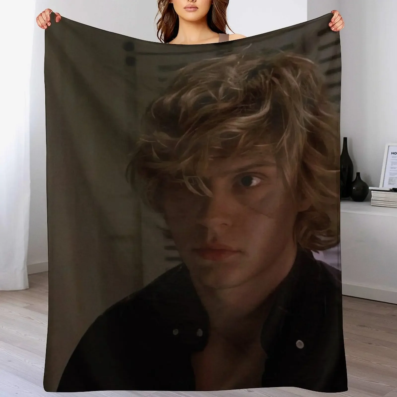 

Evan Peters Throw Blanket wednesday Plaid on the sofa christmas gifts Cute Plaid Blankets