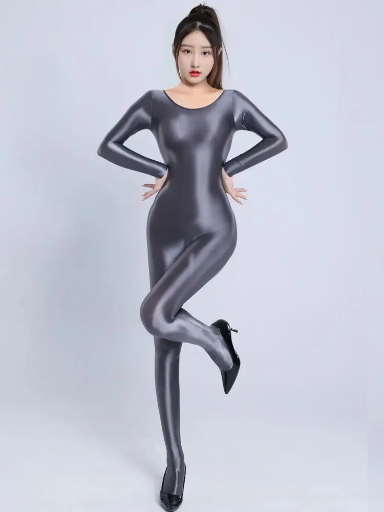 

M XL Unisex Bust Seamless Glossy Shiny Bodystocking Catsuit Tights Hot Sexy Leotard Conjoined Jumpsuit Unitard Bodsuit One Piece