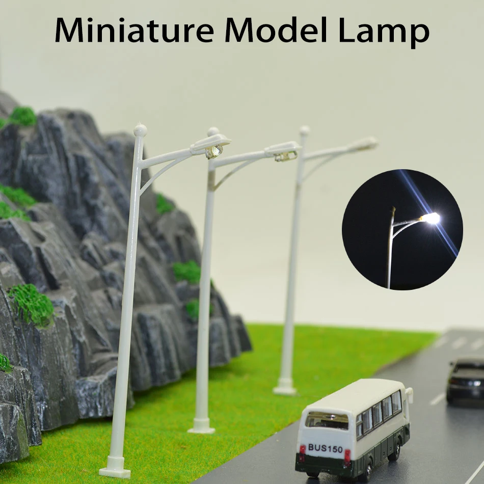 

10PCS Miniature Street Lamp 1:100/1:250 Scale Model LED 3V Light For Building Railway Train Scene Garden Outdoor Decor Materials