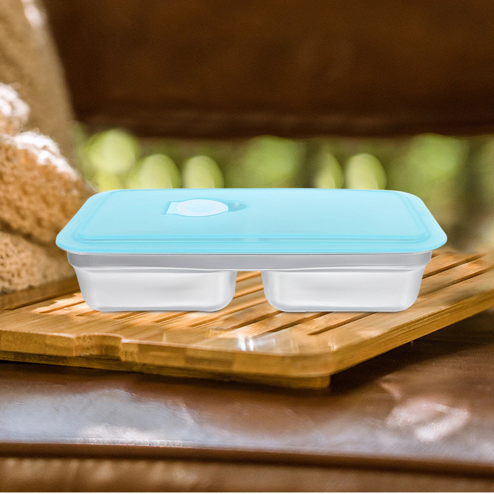 

2Sets Metal Divided Plates Reusable Snack Containers with Lids Leakproof Design for Meal Prep Travel and School Silver