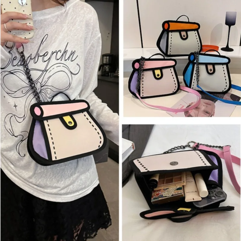 

Женская нишевая маленькая квадратная сумка с героями мультфильмов, лето 2022, новый стиль, сумка через плечо для поездок на работу, через плечо с длинной цепочкой