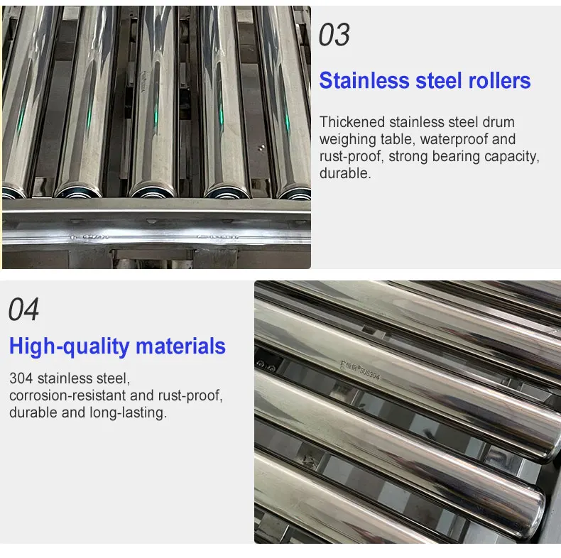 Special conveyor line roller scale for food factory, fully waterproof 304SS food grade inspection scale