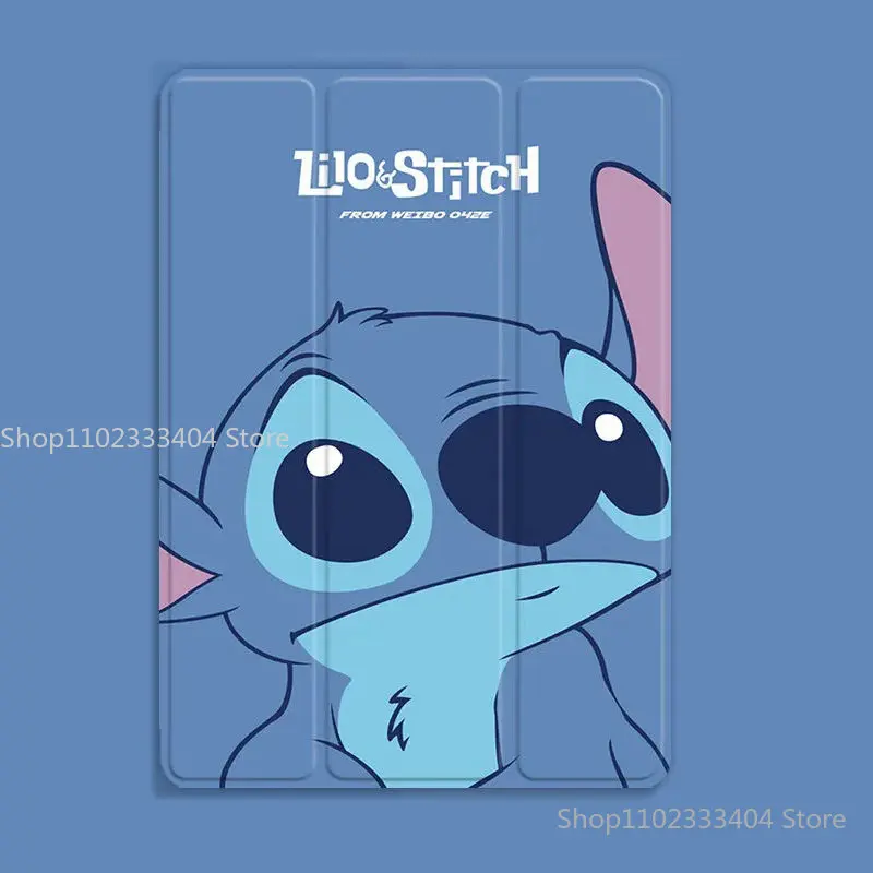 Disney Stitch Book Style Tablet Case for iPad Mini 1 2 3 Air 4 5 Pro 2021 11in Trifold Airbag Style Silicone Protective Cover