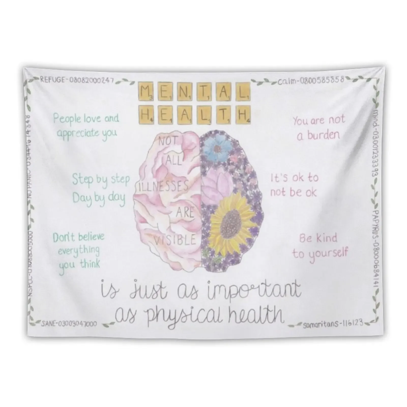 Mental Health is just as important as physical health Tapestry Decorations For Your Bedroom Living Room Decoration Tapestry