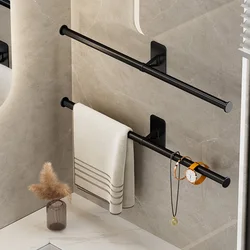 Towel Rack Towel Hanger Bath Towel Holder Wall Hanging Black Bar White Rod Bathroom Shelf Kitchen Storage Rack