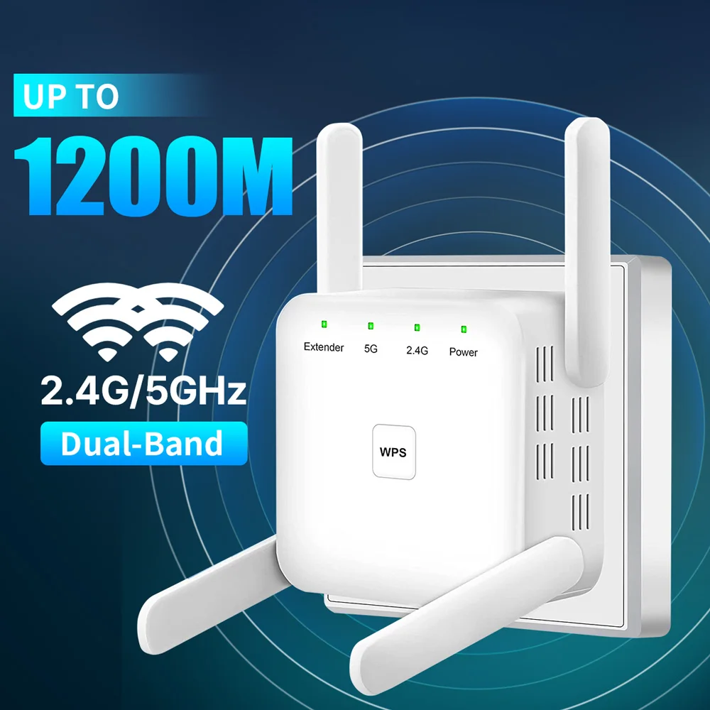 1200Mbps 5Ghz Wifi Repeater Router Wireless Wi-Fi Booster Extender Amplifier Router 2.4G 5G Long Range Wifi Signal