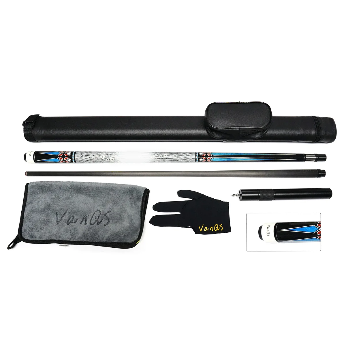 Superior VanQS Carbon Shaft Billiard Pool Cue And Cue Bag Set With Accessories