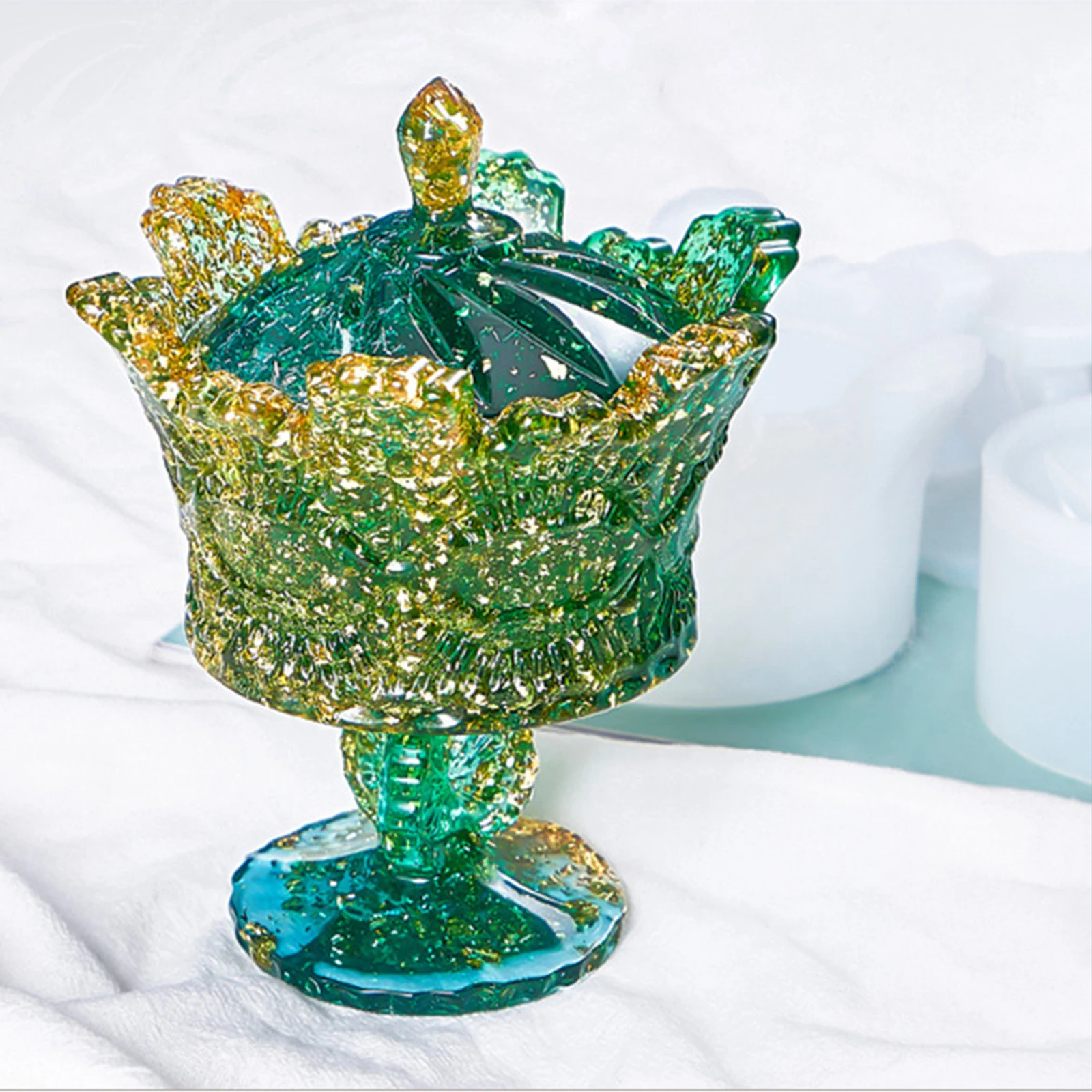 

1 set 1 Set Crystal Epoxy Mold Crown Jewelry Storage Box Silicone Casting Mould Diy Handmade Tool White 120Characters