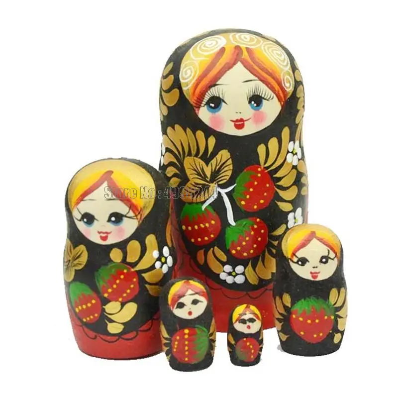 5 Layers Strawberry Girls Matryoshka Doll Wooden Snowman Russian Nesting Birthday Christmas Day Gift Toy