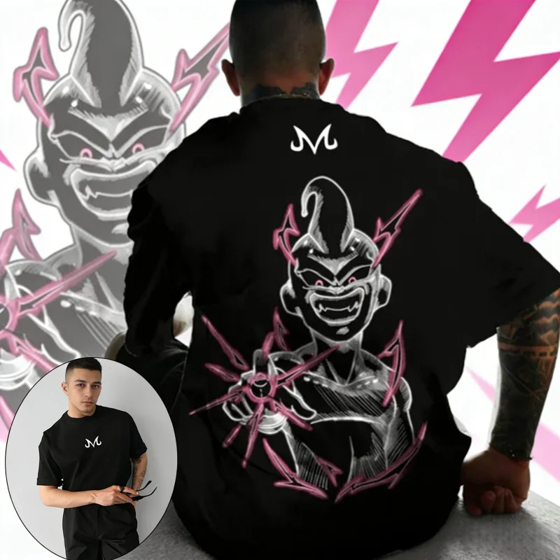 

Футболка оверсайз унисекс из хлопка с неоновым розовым принтом «Драгон Болл Зет» (Драконий шар Зет) с изображением Кид Буу, летняя коллекция 2026, для фанатов DBZ, уличная одежда