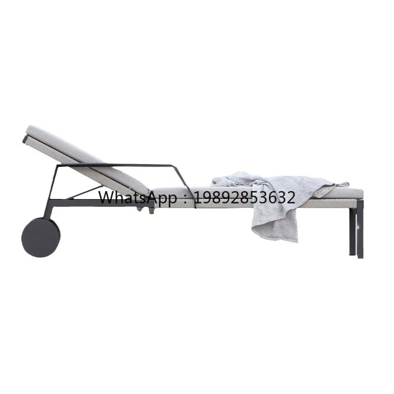 DF  Outdoor Reclining Bed Rattan Woven Homestay Villa Pool Recliner Waterproof Outdoor Courtyard Sunbathing Beach Chair