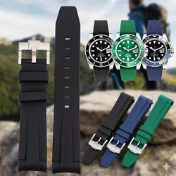 20mm Curved End Watch Strap Black Green Blue Soft Silicone Diving Watchband For Rolex Submariner 40mm Wrist Band