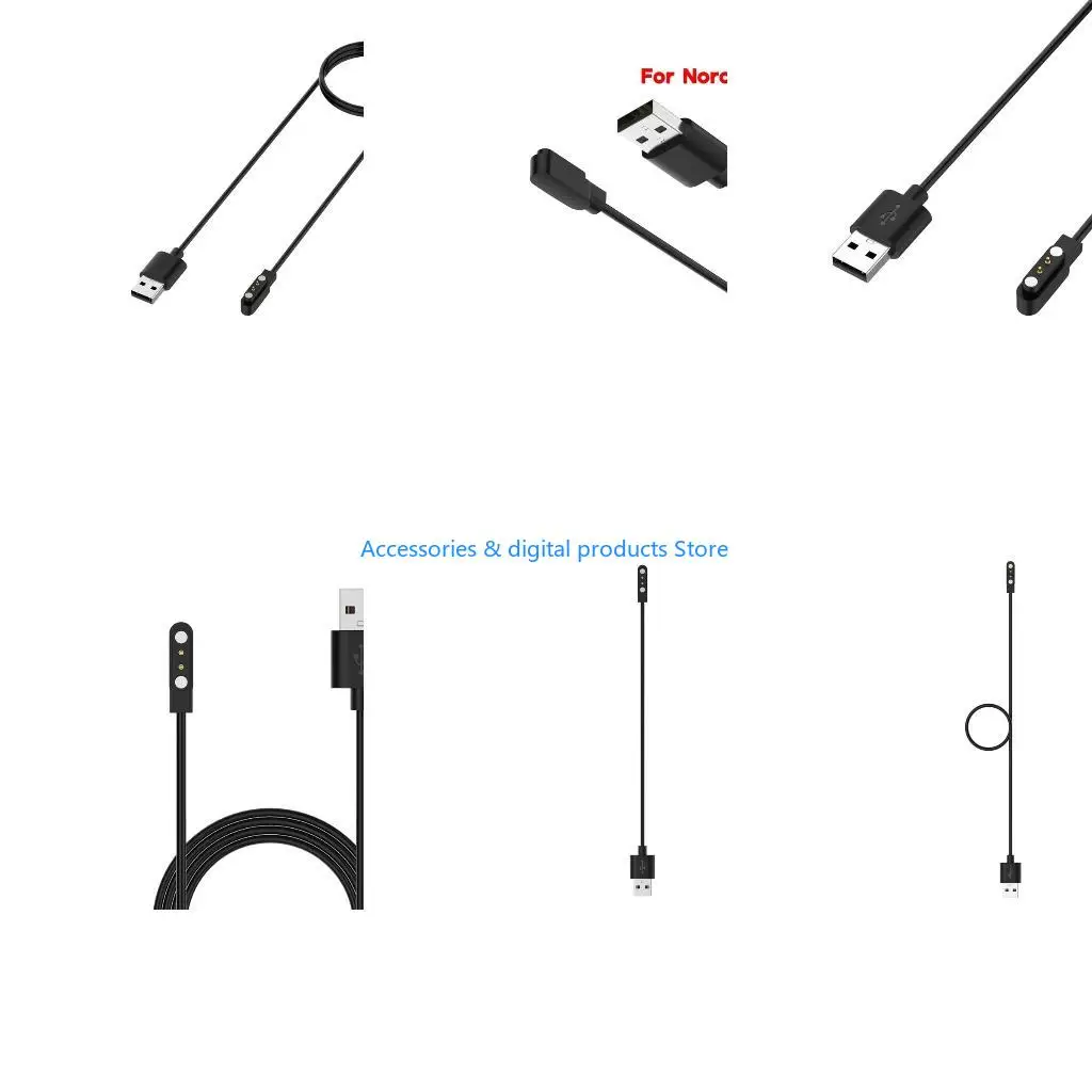 77JD 2 Pin USB Fast Charging Cable Cord Wire with Attachment Secure Connection Portable Suitable for Nord Smartwatch