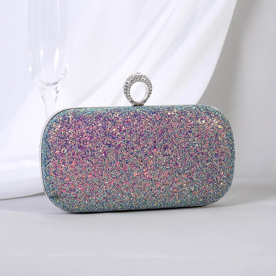 Evening Pink Clutch Designer Bags Women Luxury 2026 Purse Bling Sequins Handbag New Fashion Shoulder Crossbody Small Phone Bag