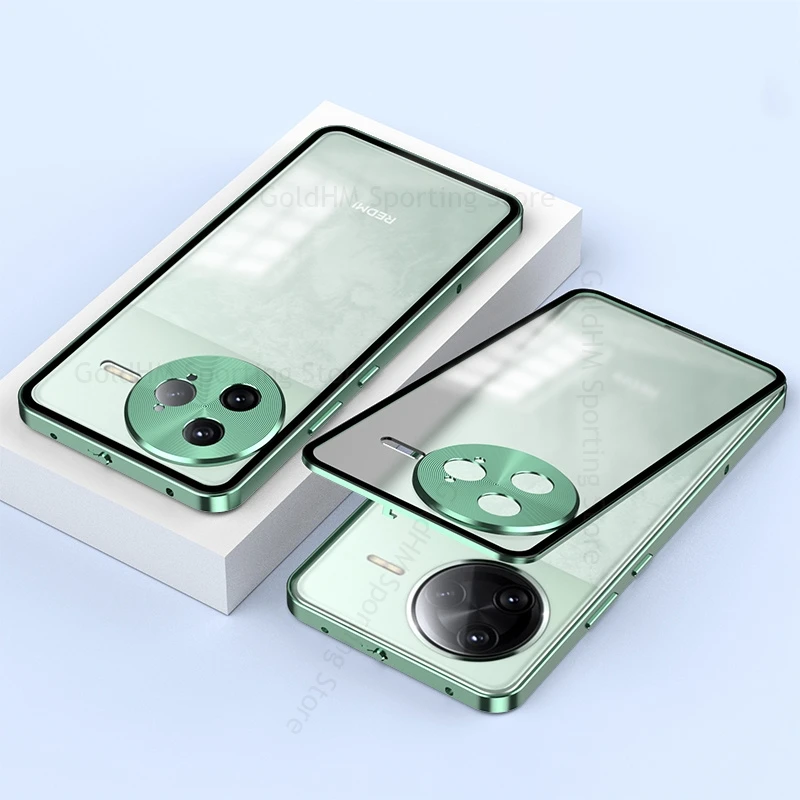 

For Redmi K80 Ultra Tempered Glass Phone Case For Redmi K80 Pro Alloy Phone Bumper Slide Lock Magnetic Cover For Redmi K80 Ultra