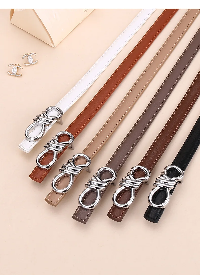 Damen-Gürtel aus Rindsleder, Vielseitiger Minimalistischer Hosen-Gürtel, Eleganter Taillengürtel, Hochwertiger Weißer Seilknoten, Nischen-Stil – Detail 10