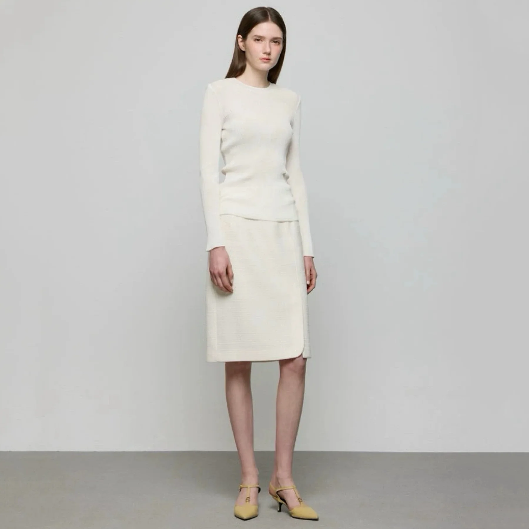 

Slim Fit Elastic Knitwear Lemon Cheese Basic Versatile Base Layer irt Dew25 Autumn Striped Knitted Top Women's Commute Sle