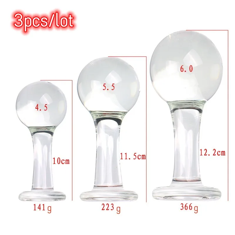 VaHppy 3pcs/lot Anal plugs Glass Spherical 4/5/6cm Anal dilation training Sex Toys Anal Masturbation