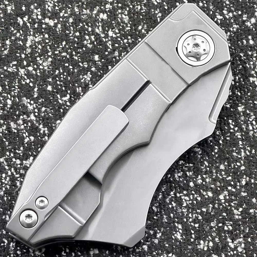 C260 포켓 접는 칼 라벨 CPM20CV 블레이드 TC4 티타늄 합금 핸들 캠핑 야외 생존 사냥 칼 EDC 방어 도구