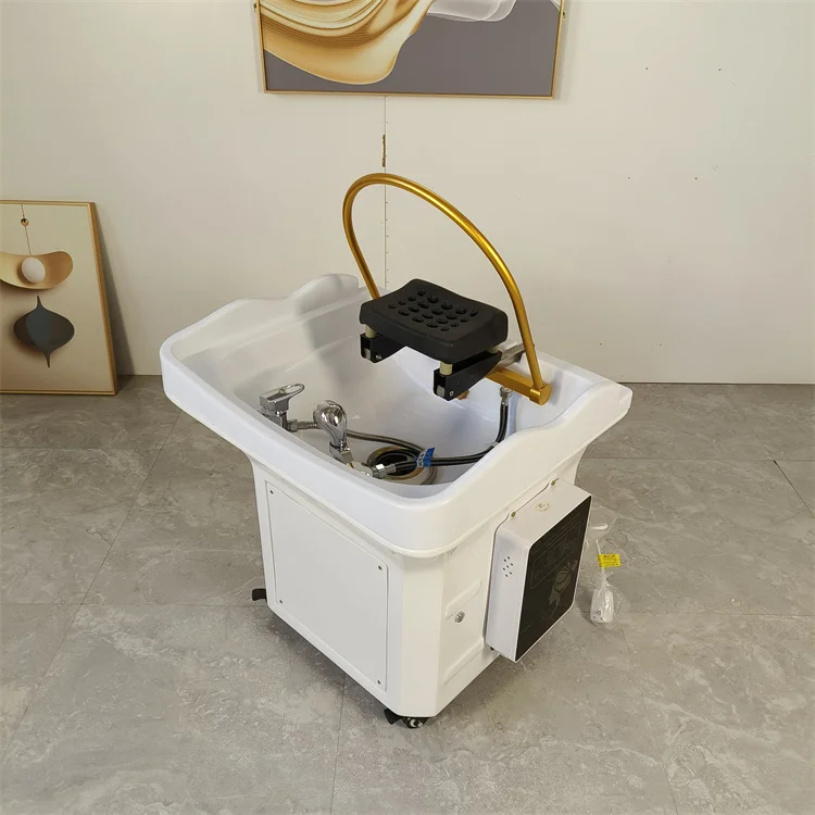 Hot Sale Barber Shop Salon Furniture Plastic Portable Adjustable Height Back Washing Hair Bowl Shampoo Basin Sink 2023