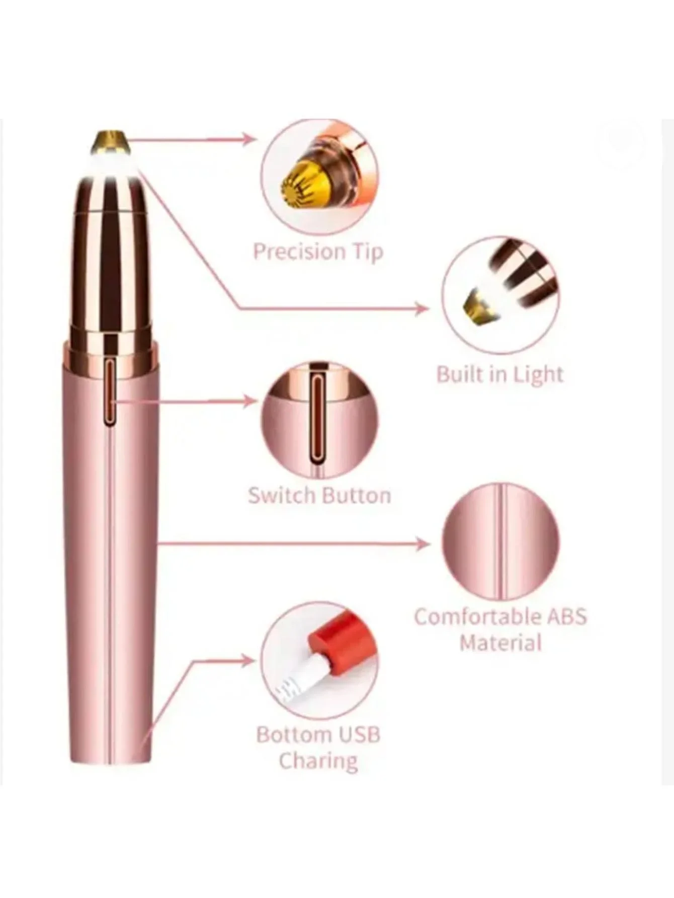 Portable ABS Eyebrow Trimmer for Easy and Precise Grooming - Compact Design, Long-lasting Battery, Gentle on Skin