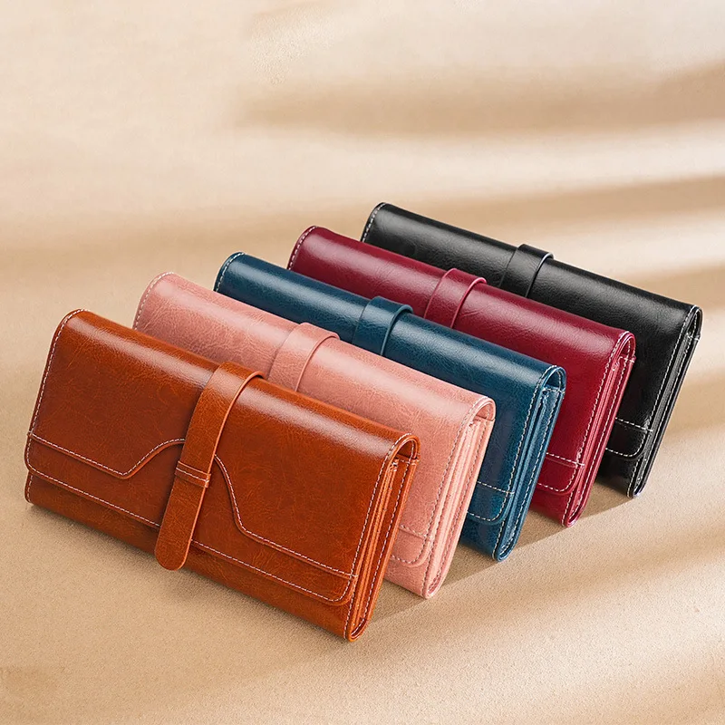 RFID anti-theft brush new three fold multi fold genuine leather cowhide wallet multifunctional anti tamper magnetic card bag sho