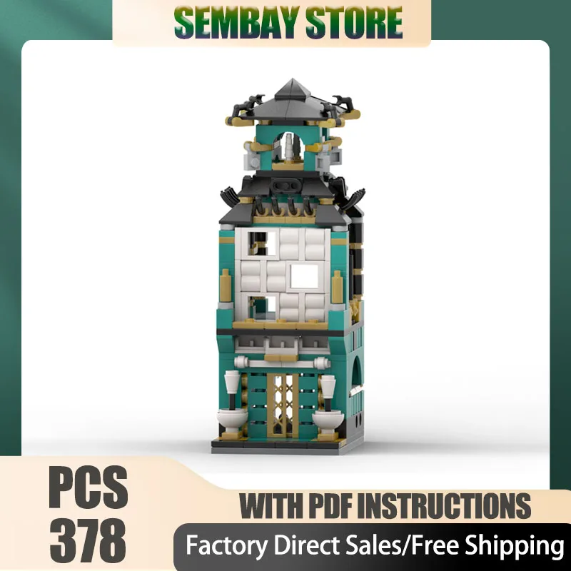 

City Street View Moc Building Bricks Modular Chinese Bath House Model Technology Blocks Christmas DIY Toy Construction Gifts