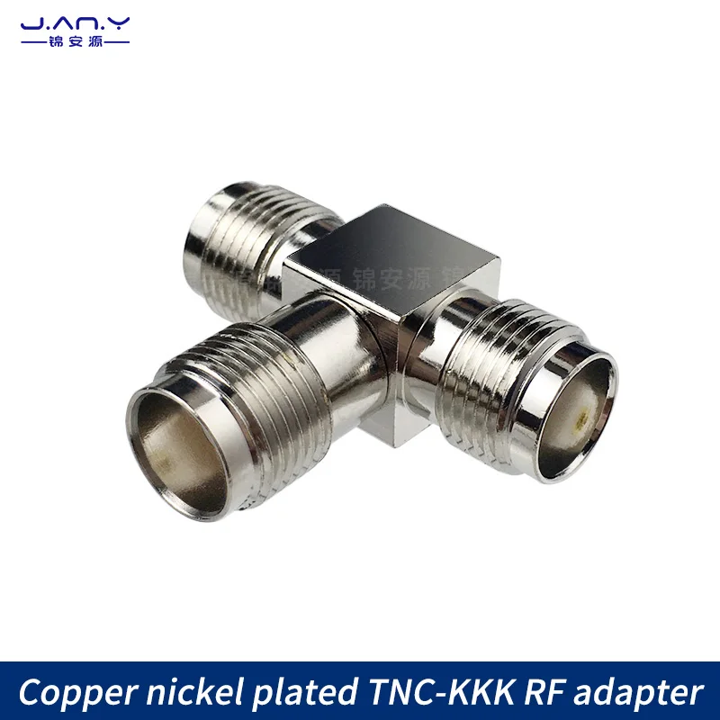 Conector convertidor hembra TNC de cobre niquelado, distribuidor de señal coaxial RF, conexión recta tipo T hembra L12