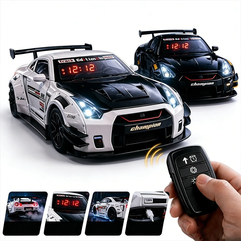 1Set Simulated Sports Car Alarm Clock Adjustable Engine Roar Sound with Mist Sprayer Creative Desktop Ornament