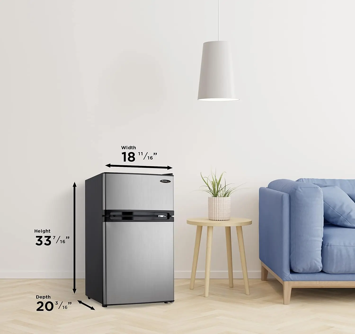 Desainer DCR031B1BSLDD 3.1 Cu.Ft. Kulkas ringkas dengan Freezer, kulkas Mini berperingkat bintang E untuk kamar tidur, ruang tamu, dapur