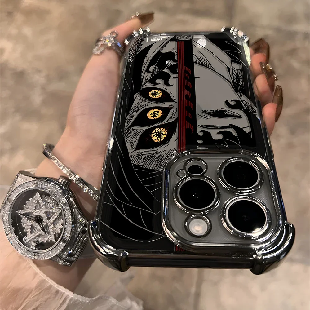 Hot Anime Demons Slayers Plating Case For iPhone 16 15 14 13 12 11 Pro Max X XR XSMax 7 8 Plus Shockproof Anti-Fall Armor Cover
