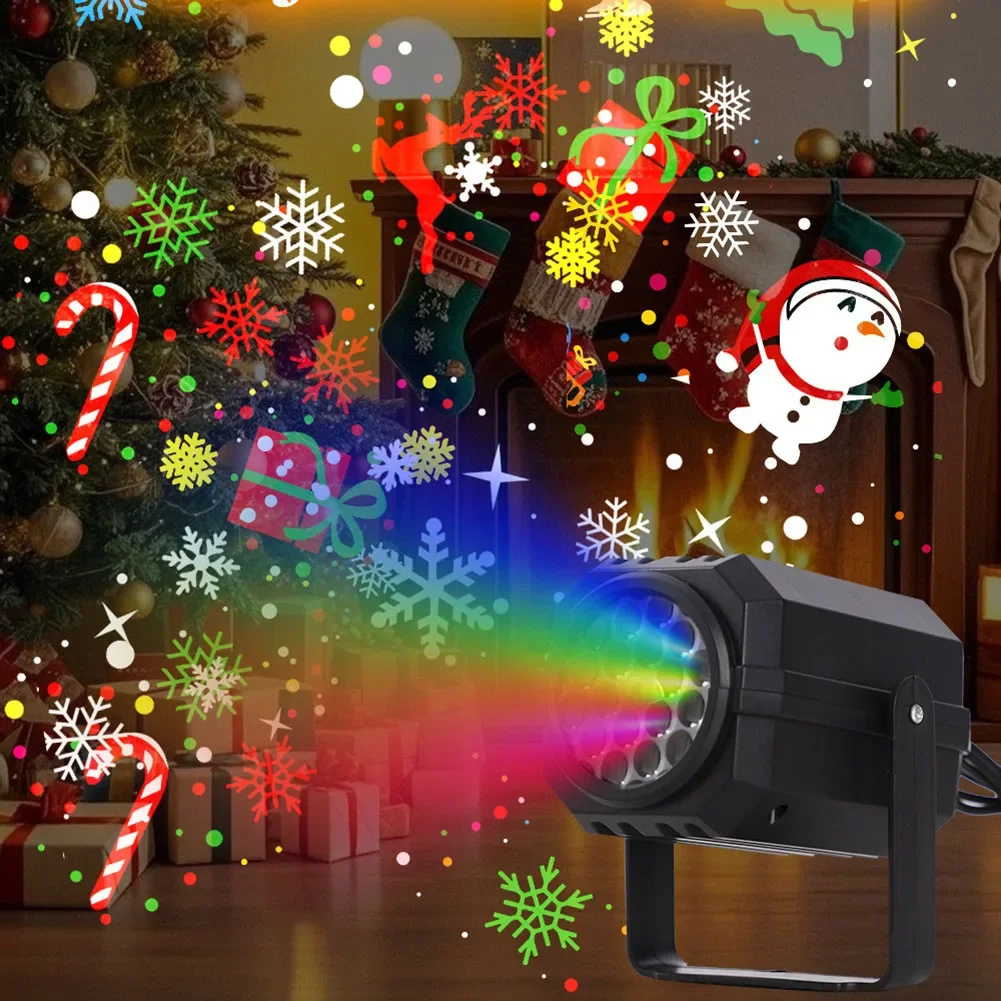 Christmas Snow Projection Light With 16 Rotating Patterns For Indoor LED Projector With Power Adapter Compatible With 85V 240V