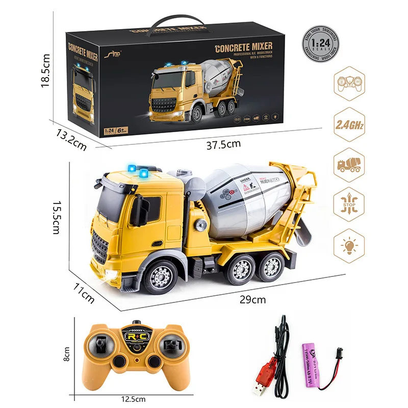 RC Engineering Vehicle 6-channel Remote Control Excavator Dump Truck Fire Truck Model Toys For Kids Birthday Gifts