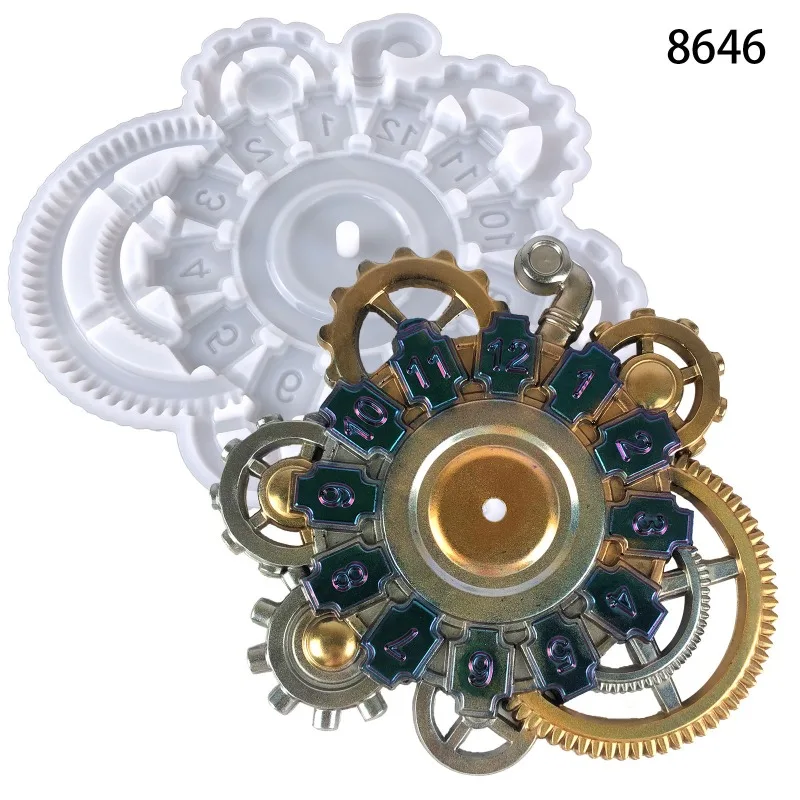 Mechanical Dial Clock Pendant Epoxy Mold DIY Wall Wall Watch Semi-three-dimensional Mechanical Clock Silicone Mold Molds