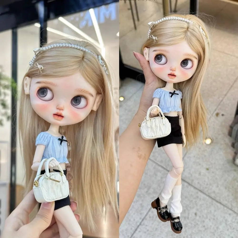 

Casual Wear Cute Slit Denim Skirt Handmade DIY Accessories Bow Tie Tops Clothes Kids Toys Fashion for blythe ob24 Dolls