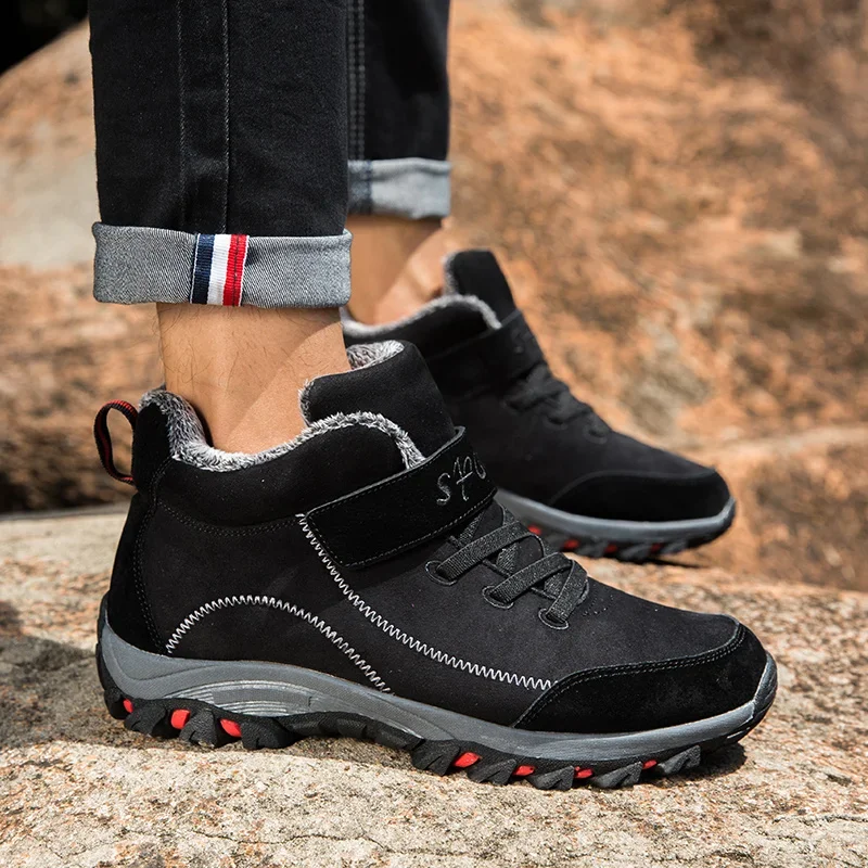 Waterproof Winter Men Boots Suede Warm Snow  Boots Men Work Casual Shoes High Top High-Top Non-Slip Ankle Boots