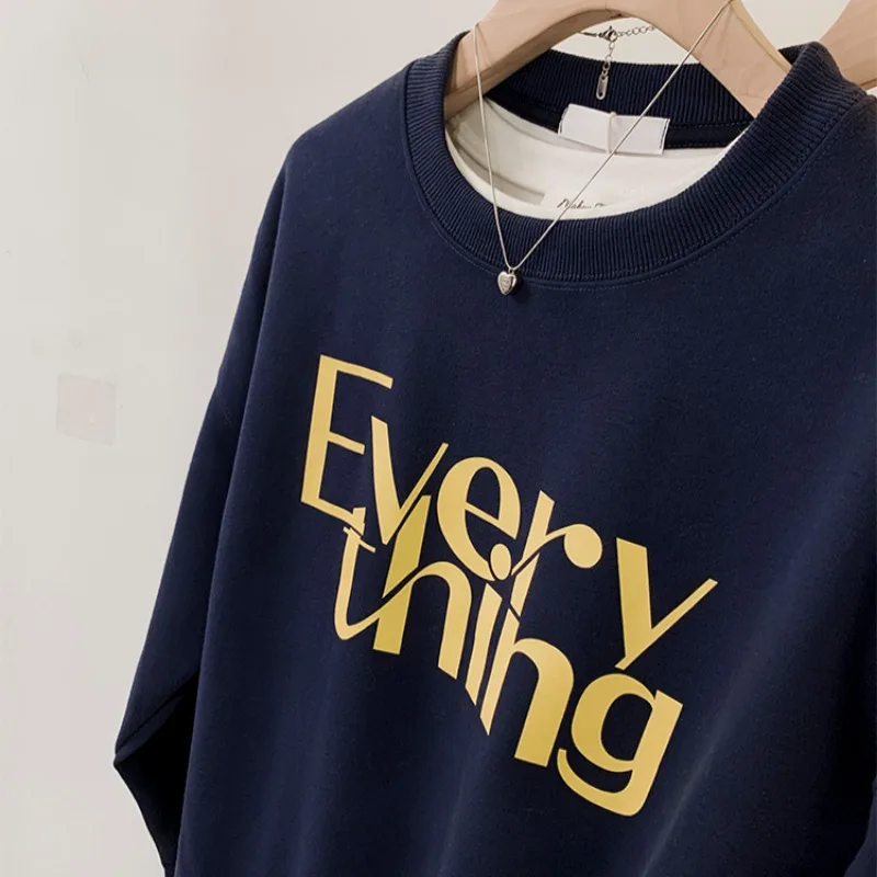 Sweats à capuche sans chapeau College pour femmes, Streetwear de mode coréenne, All-Match, Loisirs, 03/imprimés At, Confortable, Rajeunissant, Attrayant, Automne