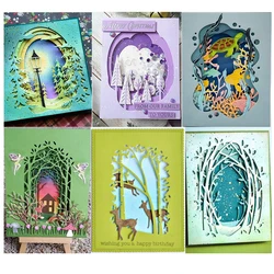 2024 New DIY metal cutting mold Christmas multi-layer nested frame tunnel die-cut scrapbook 3D greeting card making tree