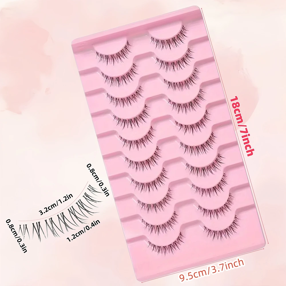 10 Pairs of Sunflower False Eyelashes - Full Strip Lashes with Transparent Stem for a Natural Look - Reusable and Easy to Apply