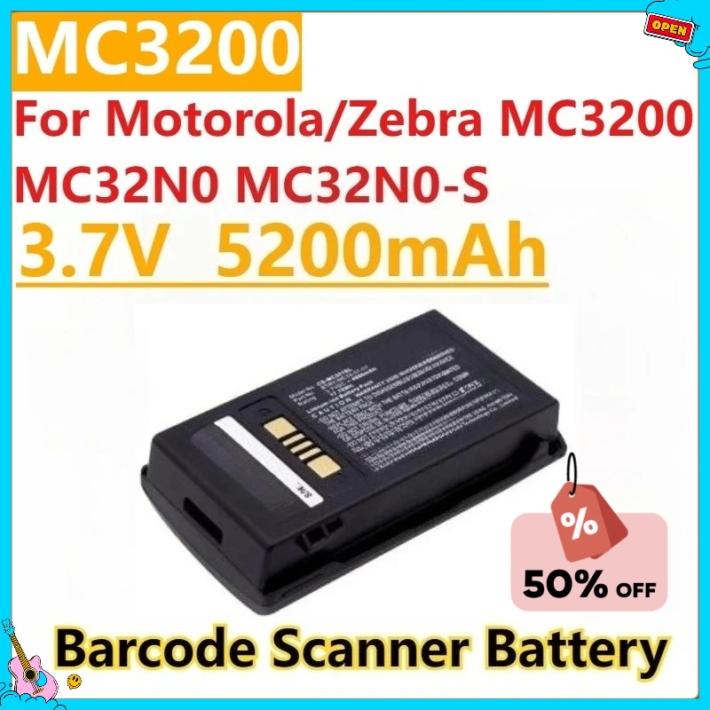 

New Barcode Scanner Battery 3.7V 5200mAh 82-000012-01 BTRY-MC32-01-01 for Motorola/Zebra MC32N0 MC3200 MC32N0-S MC33 MC3300