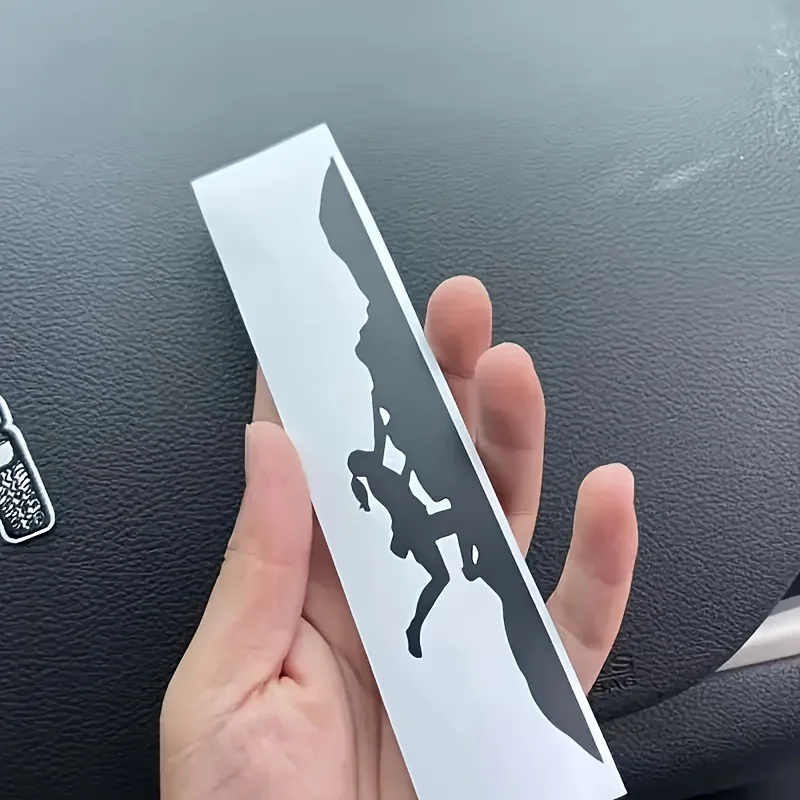 

Matte Removable Sticker with Climber and Climbing Gear Silhouette Extreme Climbing and Mountain Climbing Vinyl Car Sticker