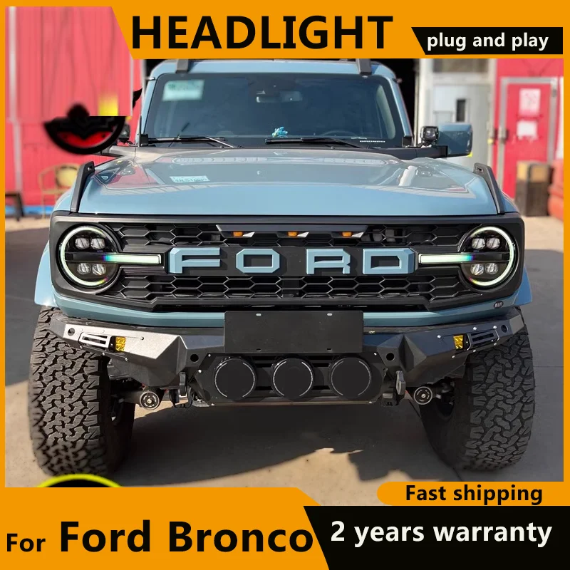 LED Head Lights For Ford Bronco Headlight 2020 2021 2022 2023 LED 4 Projector Lens DRL Dynamic Turn Signal Car Light Accessories