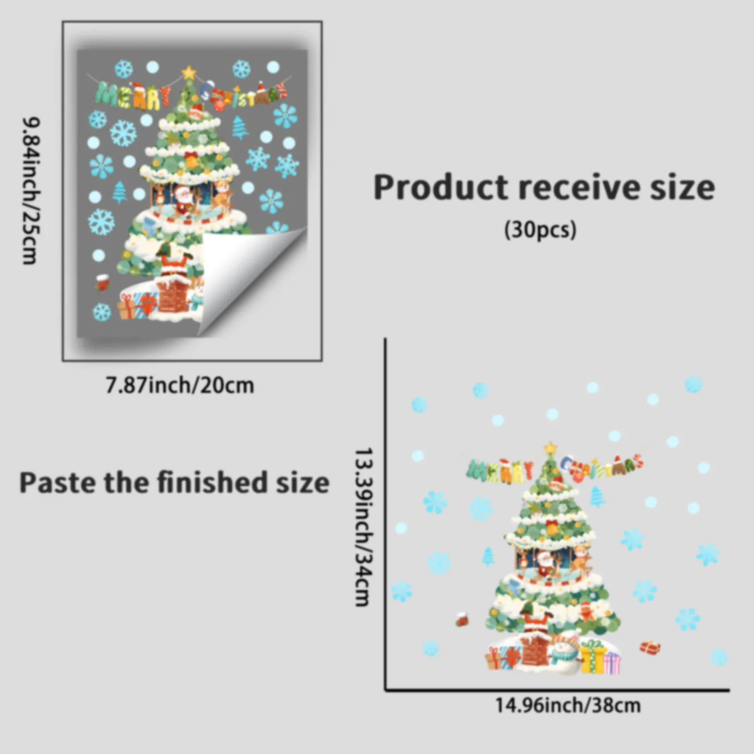 Christmas Window Glow Stickers Santa Claus Xmas Tree Cartoon Glass Decal Merry Christmas New Year Holiday Decorations for Home